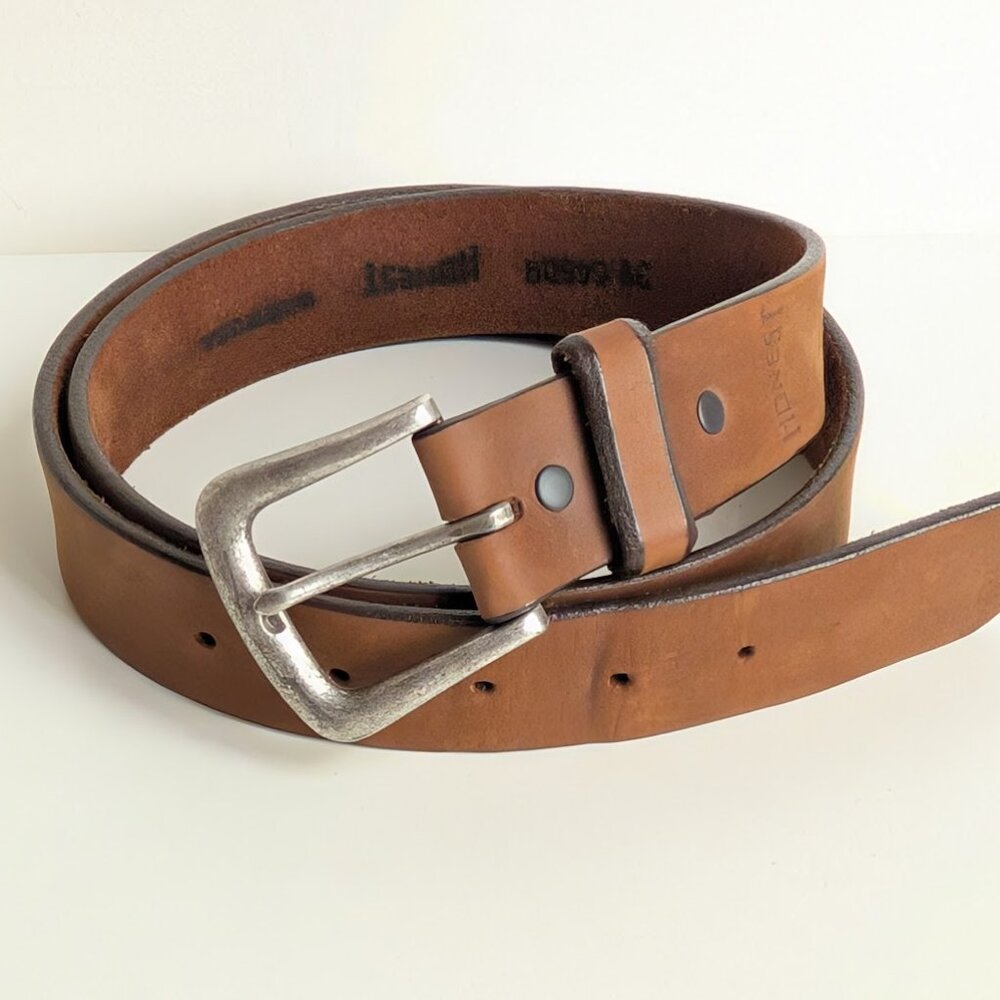 Honest by Brighton Mens Brown Leather Rustic Work Belt Size:38